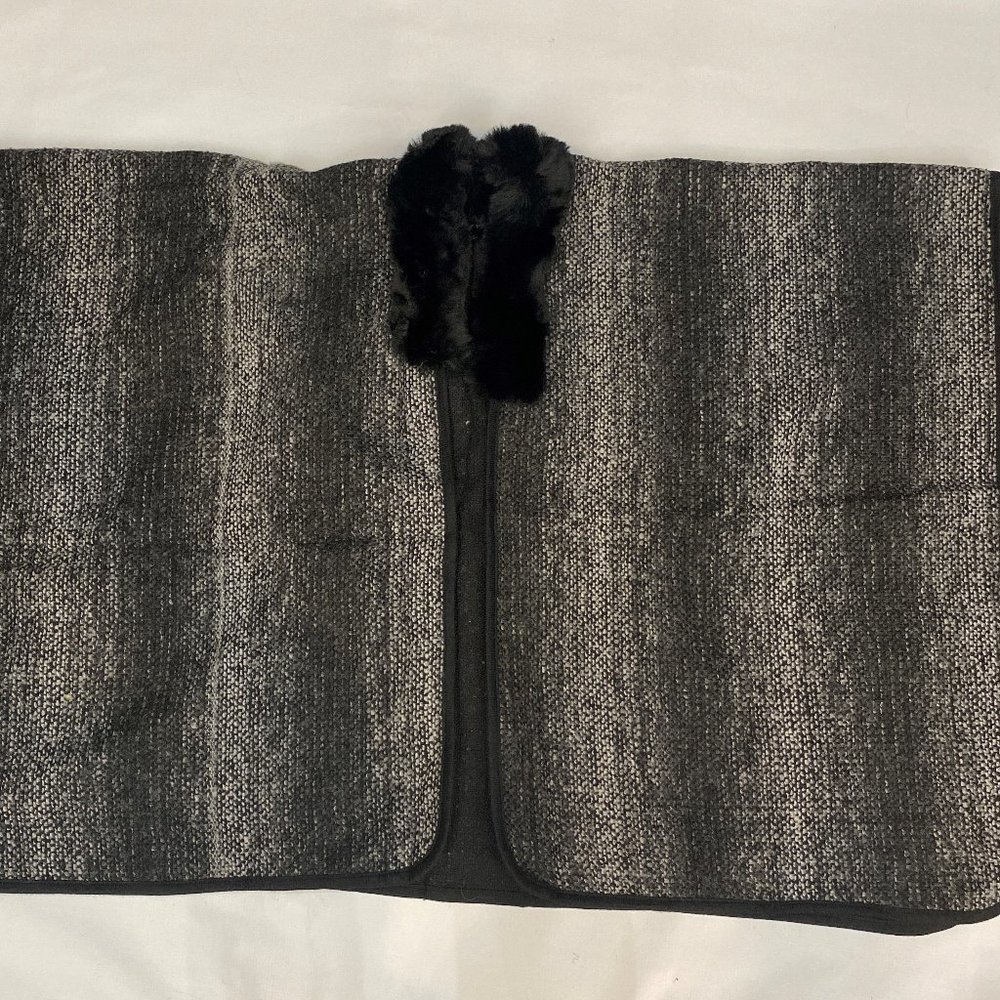 Tweed Poncho Cape Wrap One Size Heavy Weight Fur